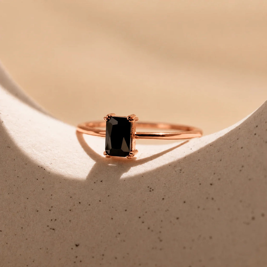 Black Onyx Emerald Ring