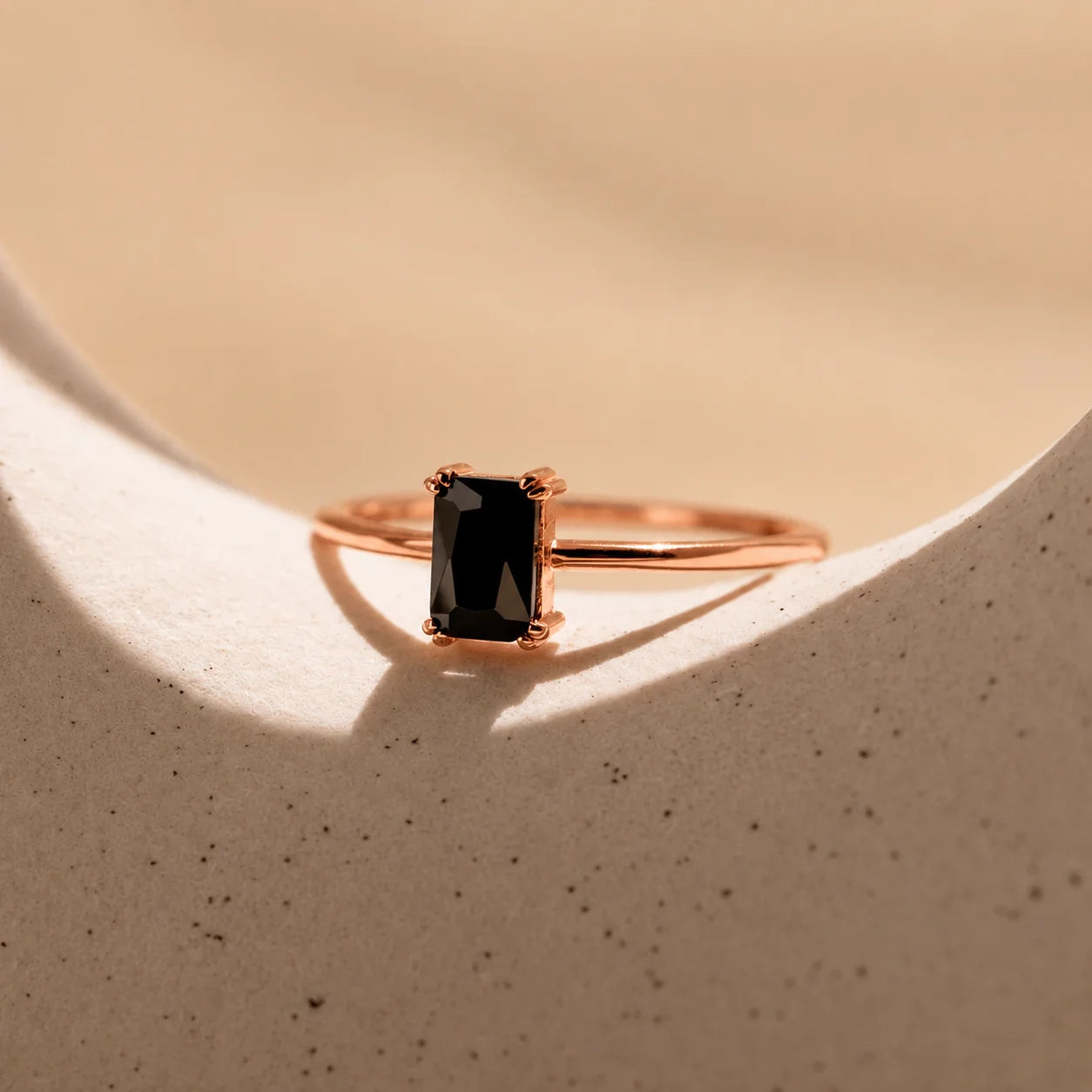 Black Onyx Emerald Ring