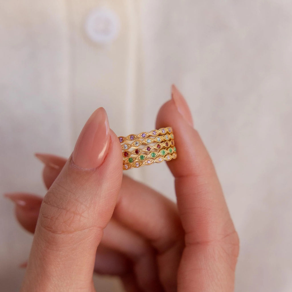 Dainty Marquise Amethyst Ring  Silver 18K Gold Plated