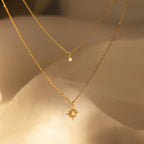 Opal Star Duo Necklace  Silver 18K Gold Plated