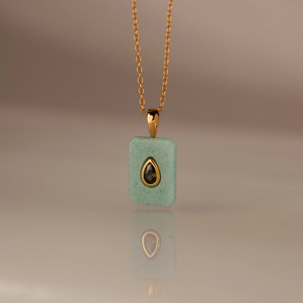 Peridot Crystal Necklace Silver 18K Gold Plated