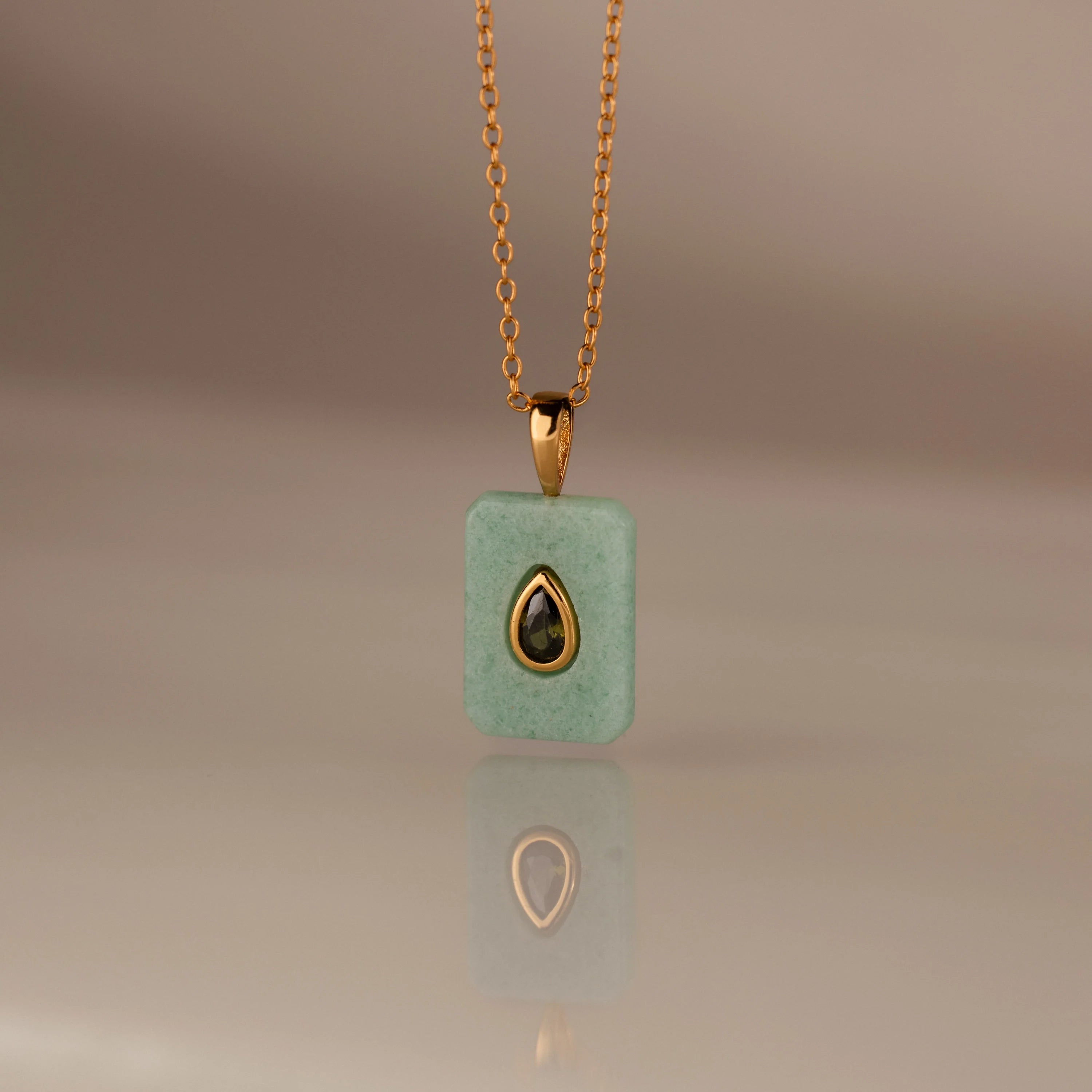 Peridot Crystal Necklace Silver 18K Gold Plated