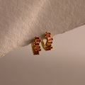 Baguette Cut Garnet Huggies Silver 18K Gold Plated