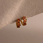 Baguette Cut Garnet Huggies Silver 18K Gold Plated