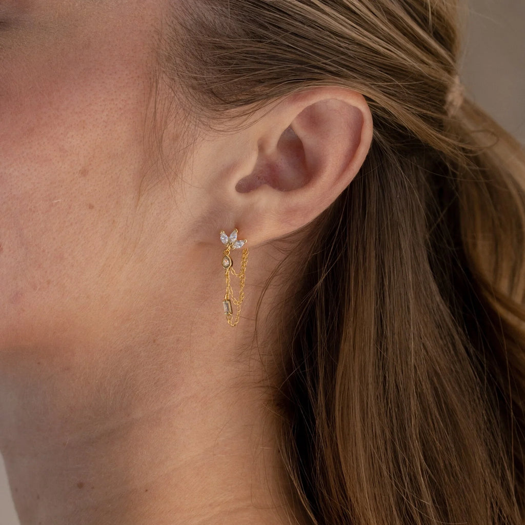 Genesis Chain Earrings Silver 18K Gold Plated