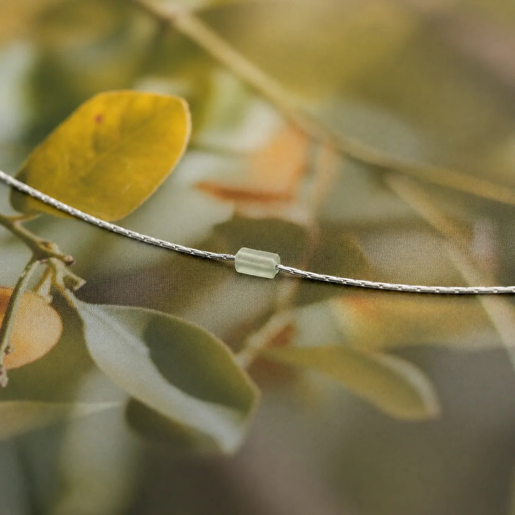 Embrace Serenity and Luck with our Green Crystal Bar Necklace