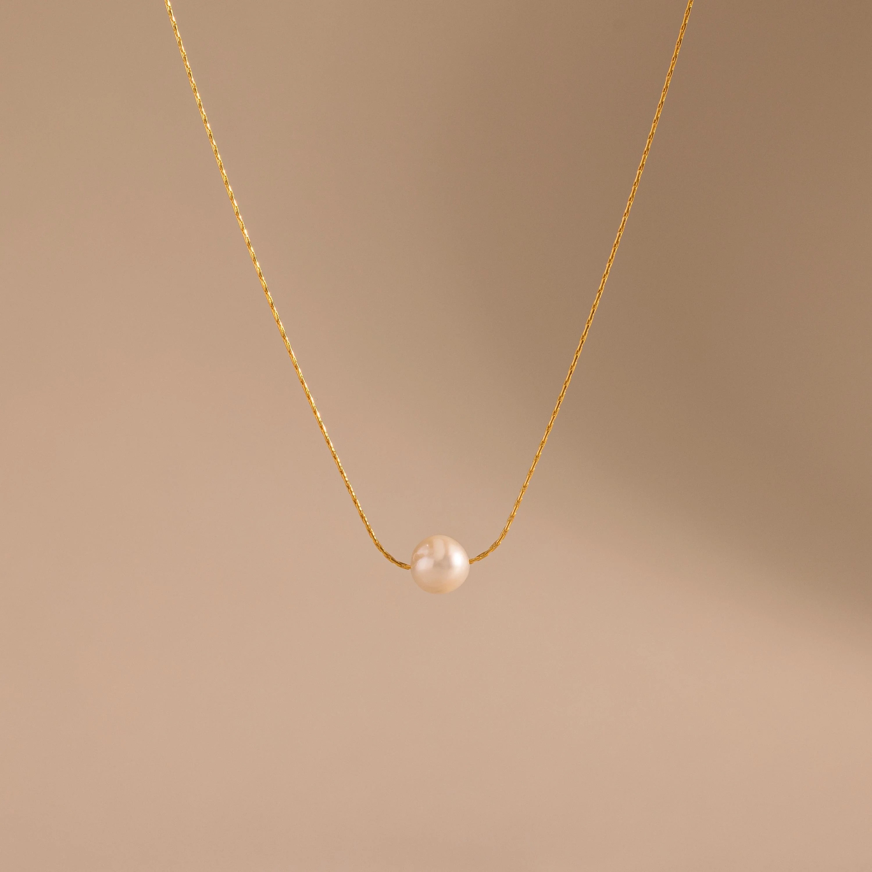 Pearl Dot Necklace  Silver 18K Gold Plated