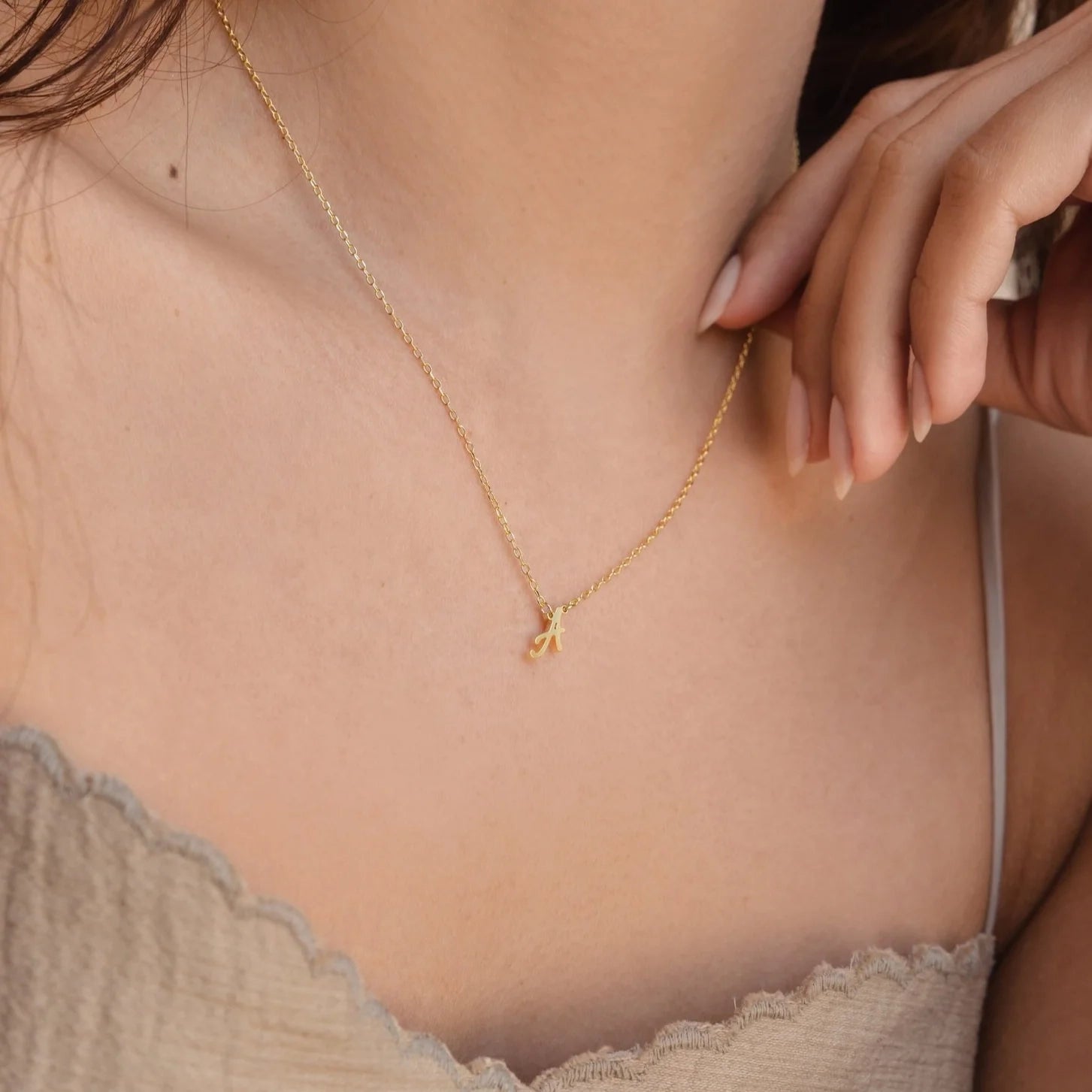 Grace Dainty Initial Necklace Silver 18K Gold Plated
