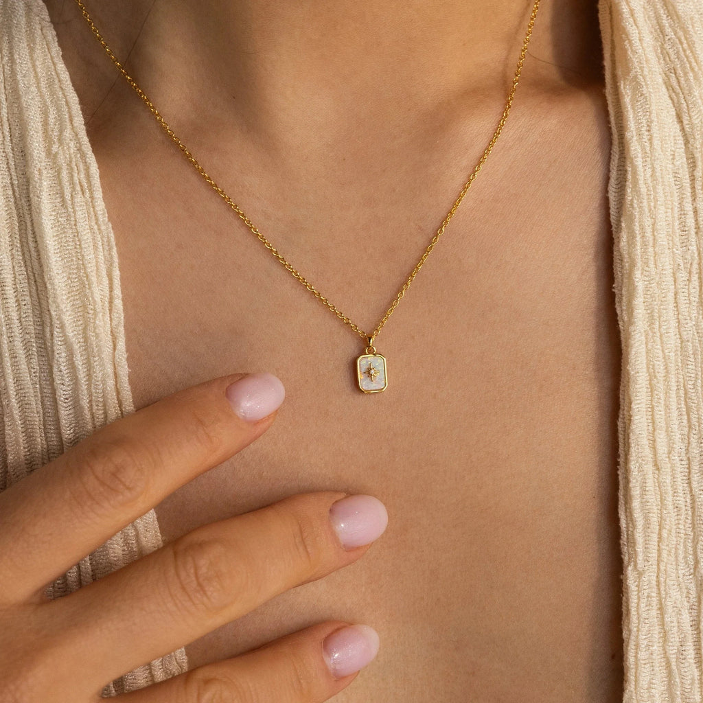 North Star Opal Necklace Silver 18K Gold Plated