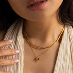 Labradorite & Moonstone Drop Necklace Silver 18K Gold Plated