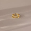 Opal Tennis Eternity Band Linked Ring Set Silver 18K Gold Plated