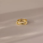 Opal Tennis Eternity Band Linked Ring Set Silver 18K Gold Plated