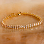 Marquise Cut Diamond Tennis Bracelet Silver 18K Gold Plated
