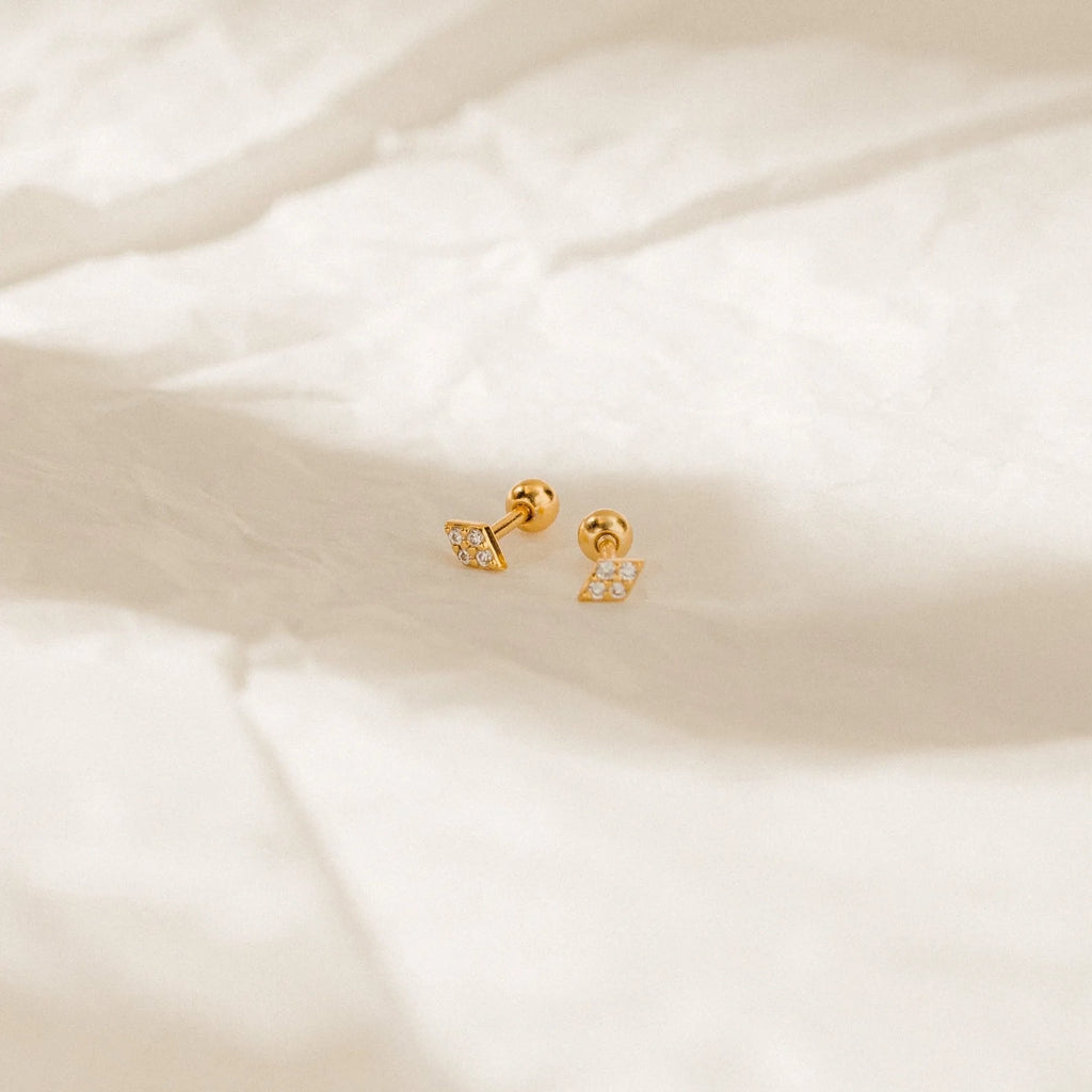 Jocelyn Diamond Studs Silver 18K Gold Plated