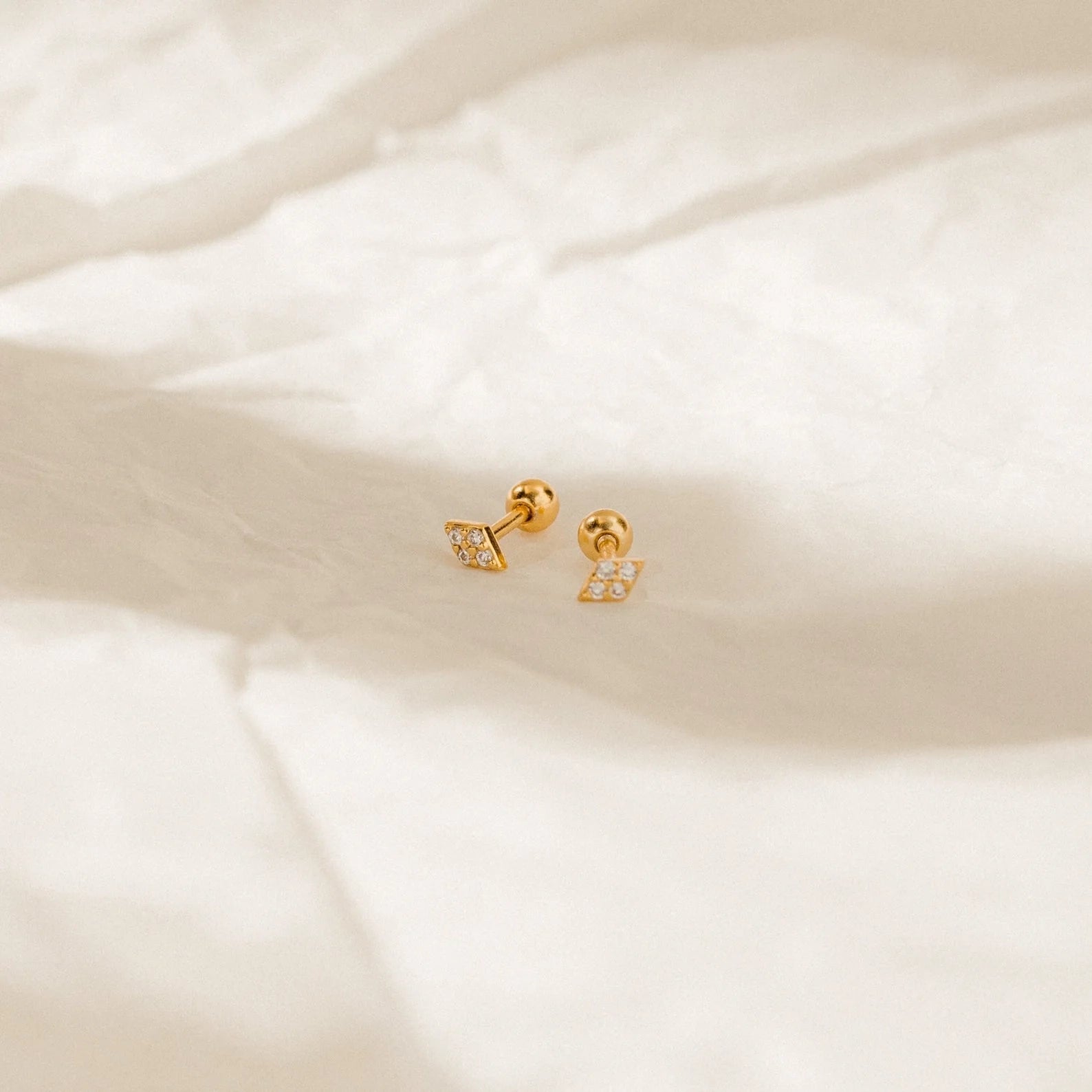 Jocelyn Diamond Studs Silver 18K Gold Plated