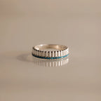 Blue Zircon Ribbed Stack Ring Silver 18K Gold Plated