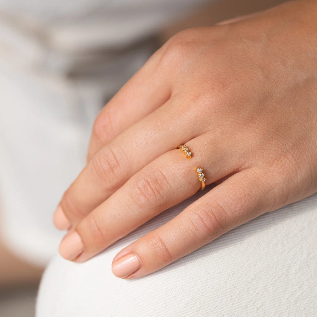 Serafina Diamond Ring Silver 18K Gold Plated