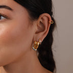 Mixed Metal Raindrop Studs Silver 18K Gold Plated