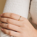 Birth Flower Bar Ring Silver 18K Gold Plated