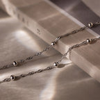 Duo Bead Chain Anklet Silver 18K Gold Plated