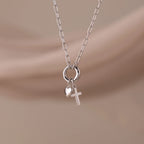 Cross & Heart Charm Bracelet Silver 18K Gold Plated