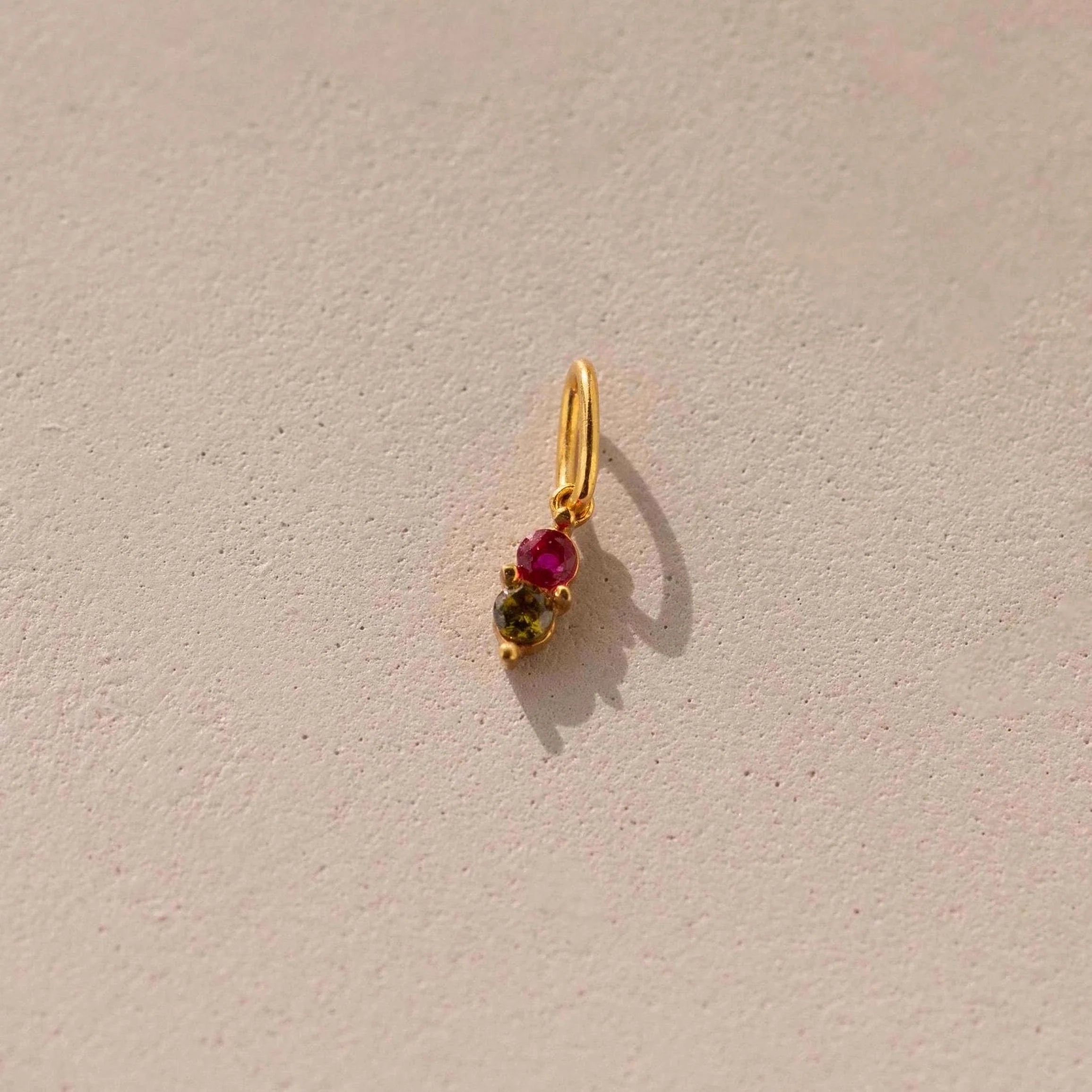 Dainty Duo Birthstone Charm Silver 18K Gold Plated