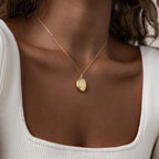 Floral Handwriting Locket Necklace Silver 18K Gold Plated