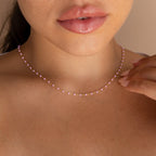 Pink Station Necklace Silver 18K Gold Plated