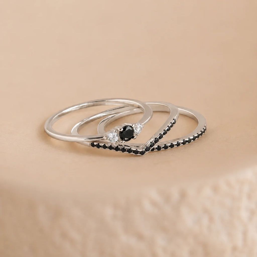 Set of 3 Black Diamond Rings Collection