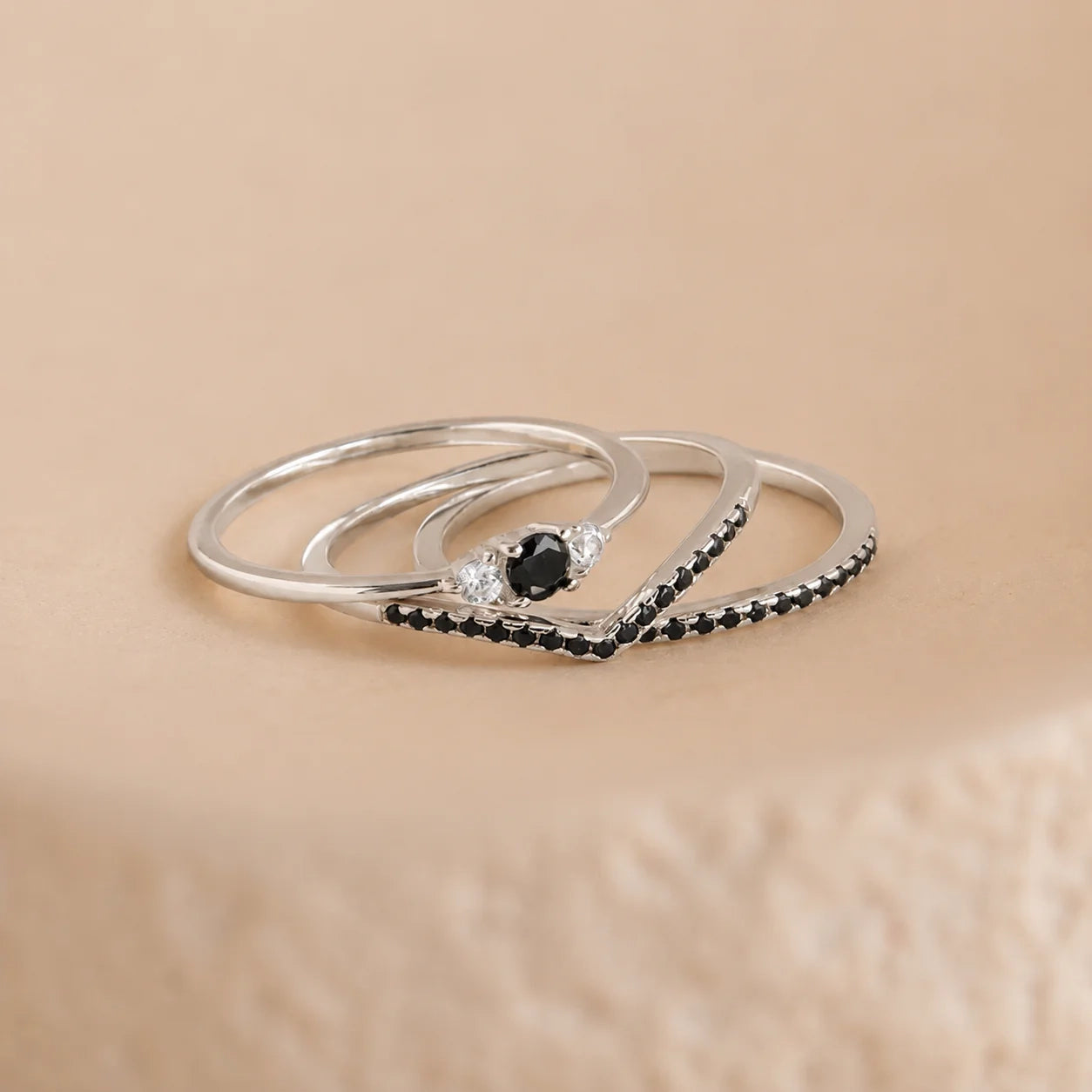 Set of 3 Black Diamond Rings Collection