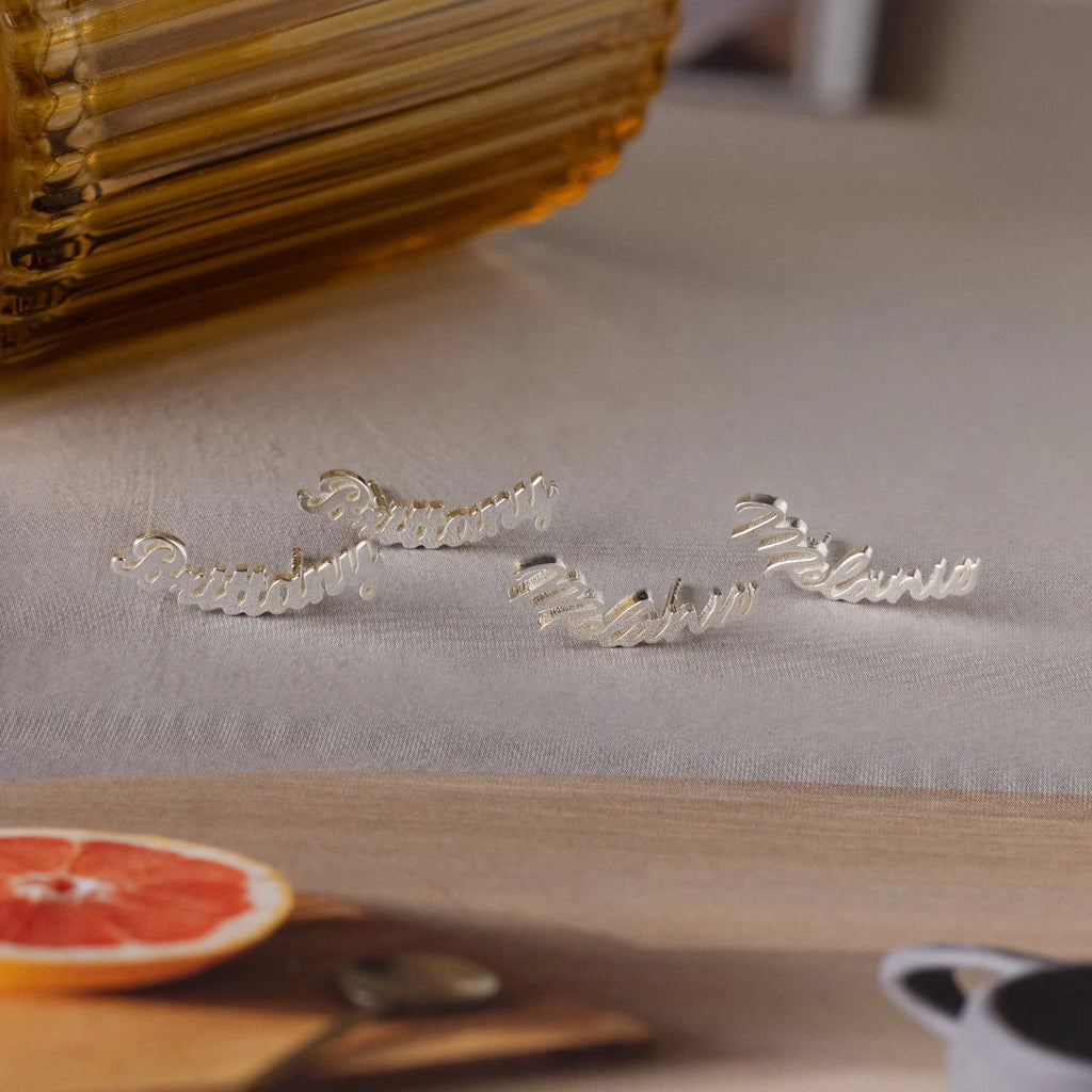 London Name Earrings Silver 18K Gold Plated