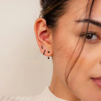 Black Diamond Earrings Set Silver 18K Gold Plated