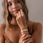 Brick Link Timepiece Silver 18K Gold Plated
