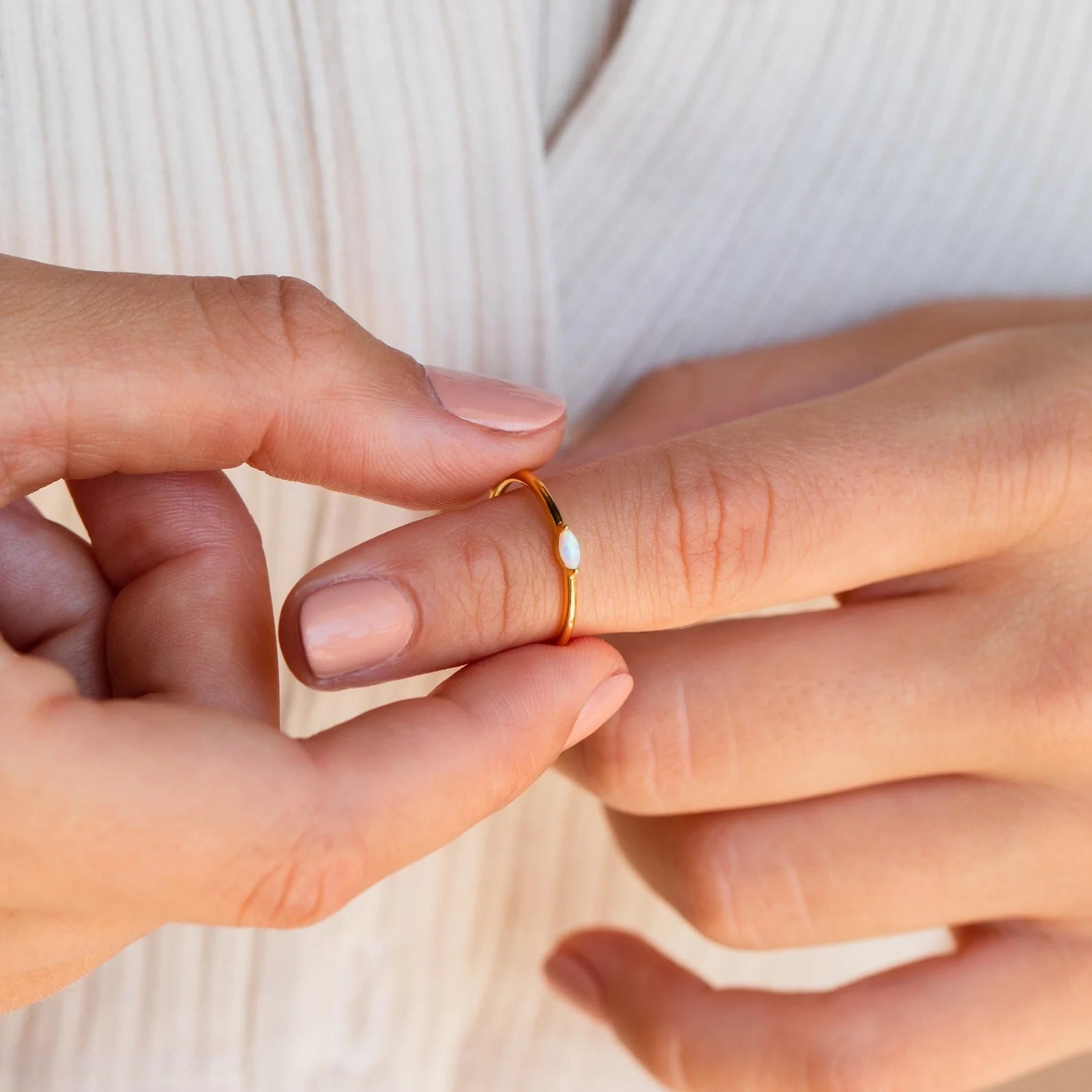 Eloise Opal Ring Silver 18K Gold Plated