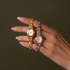 Diamond Chevron Link Timepiece Silver 18K Gold Plated