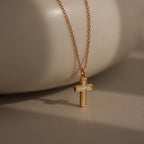 Opal Cross Necklace Silver 18K Gold Plated