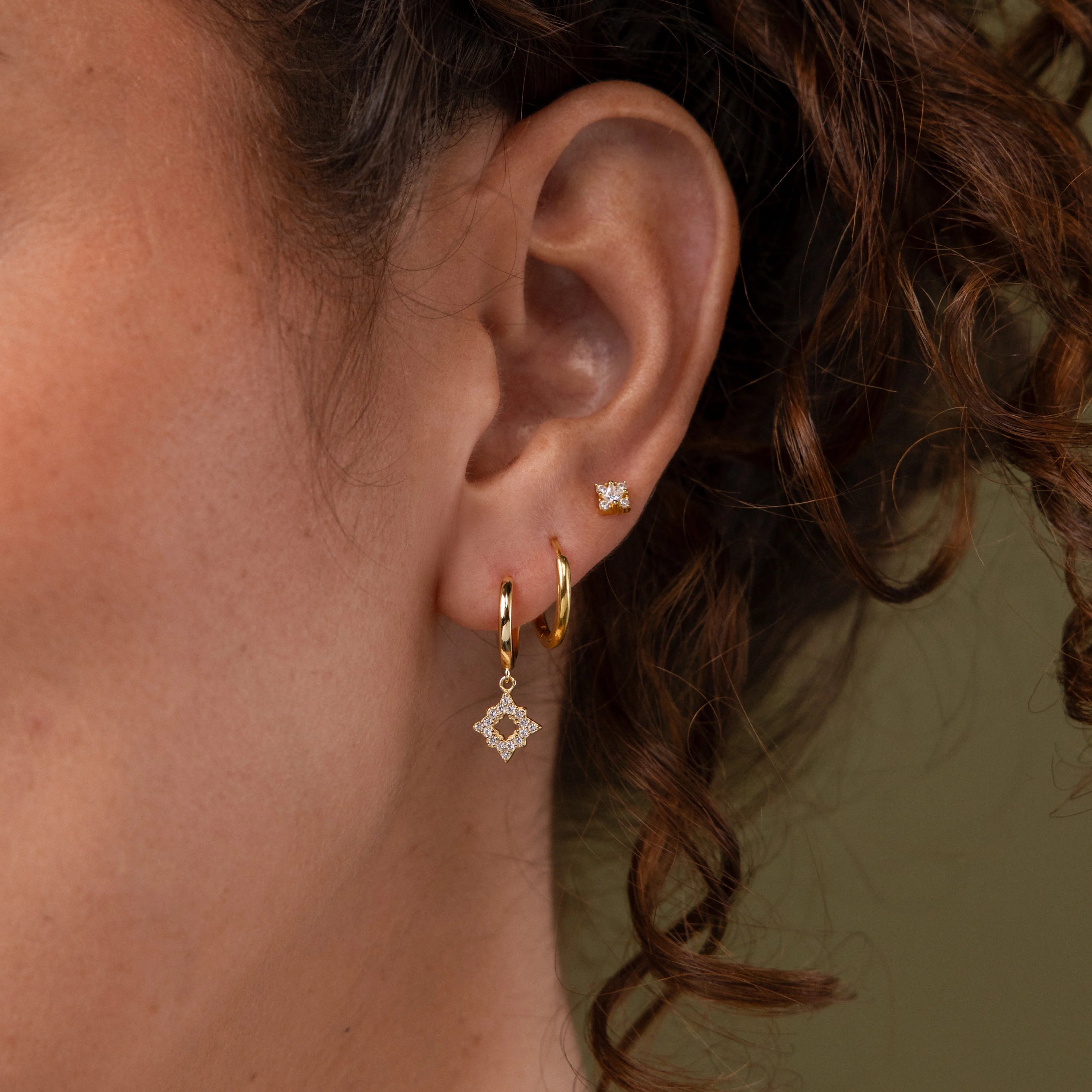 Twilight Star Hoops Silver 18K Gold Plated