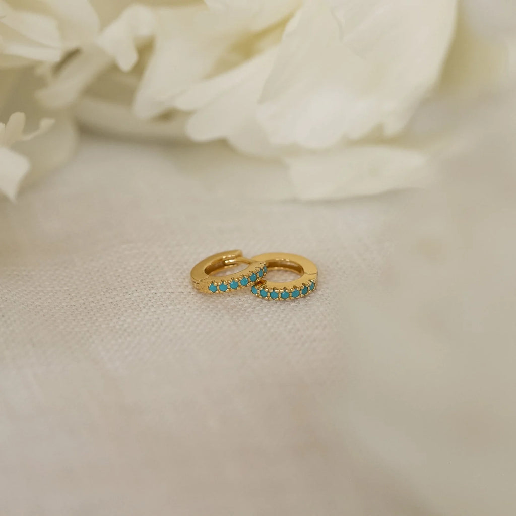 Turquoise Kendra Huggies Silver 18K Gold Plated