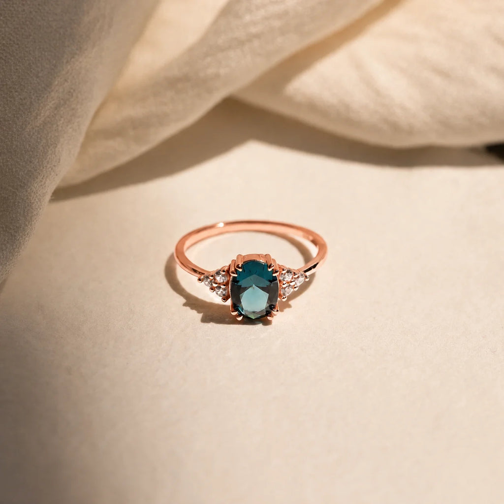 Blue Topaz Diamond Ring