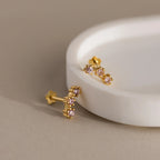 Pink Tourmaline Cluster Flatback Studs Silver 18K Gold Plated