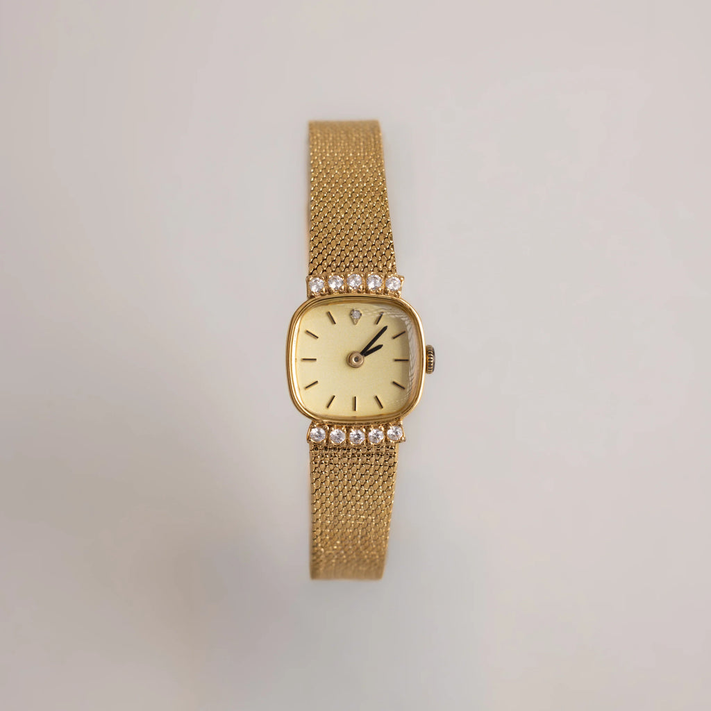 Square Timepiece Silver & 18K Gold Plated