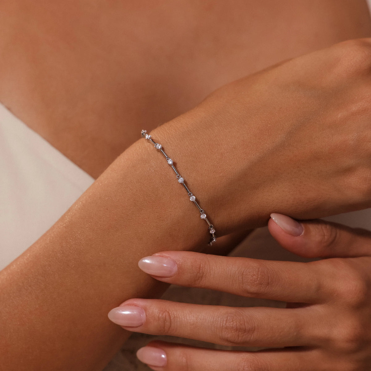Sprinkle Diamond Tennis Bracelet Silver 18K Gold Plated