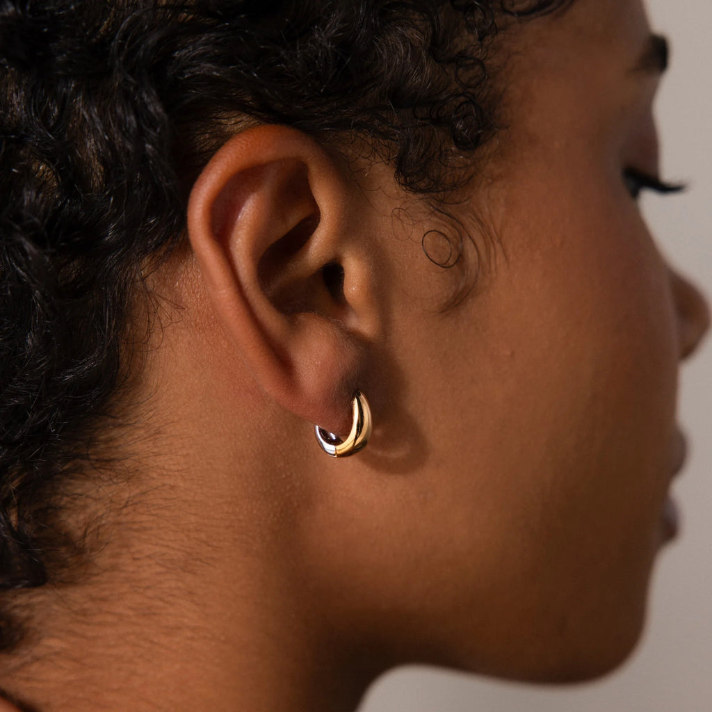 Bold Mixed Metal Huggies Silver 18K Gold Plated