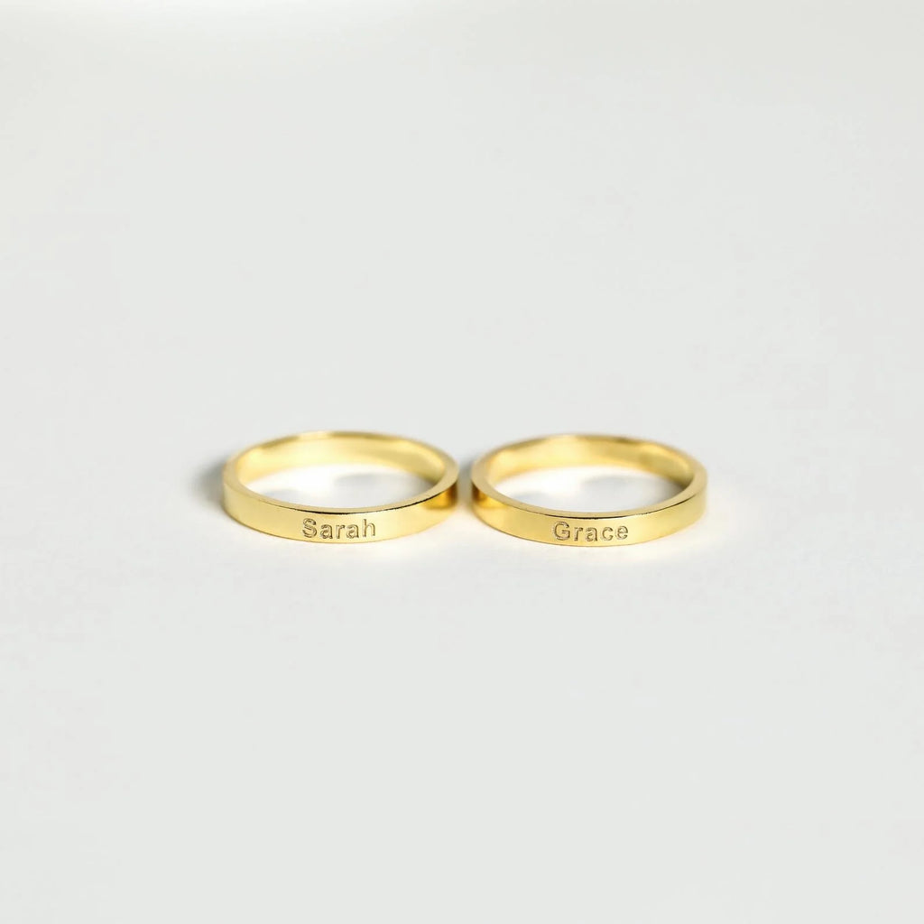 Alice Thin Engraved Ring  Silver 18K Gold Plated