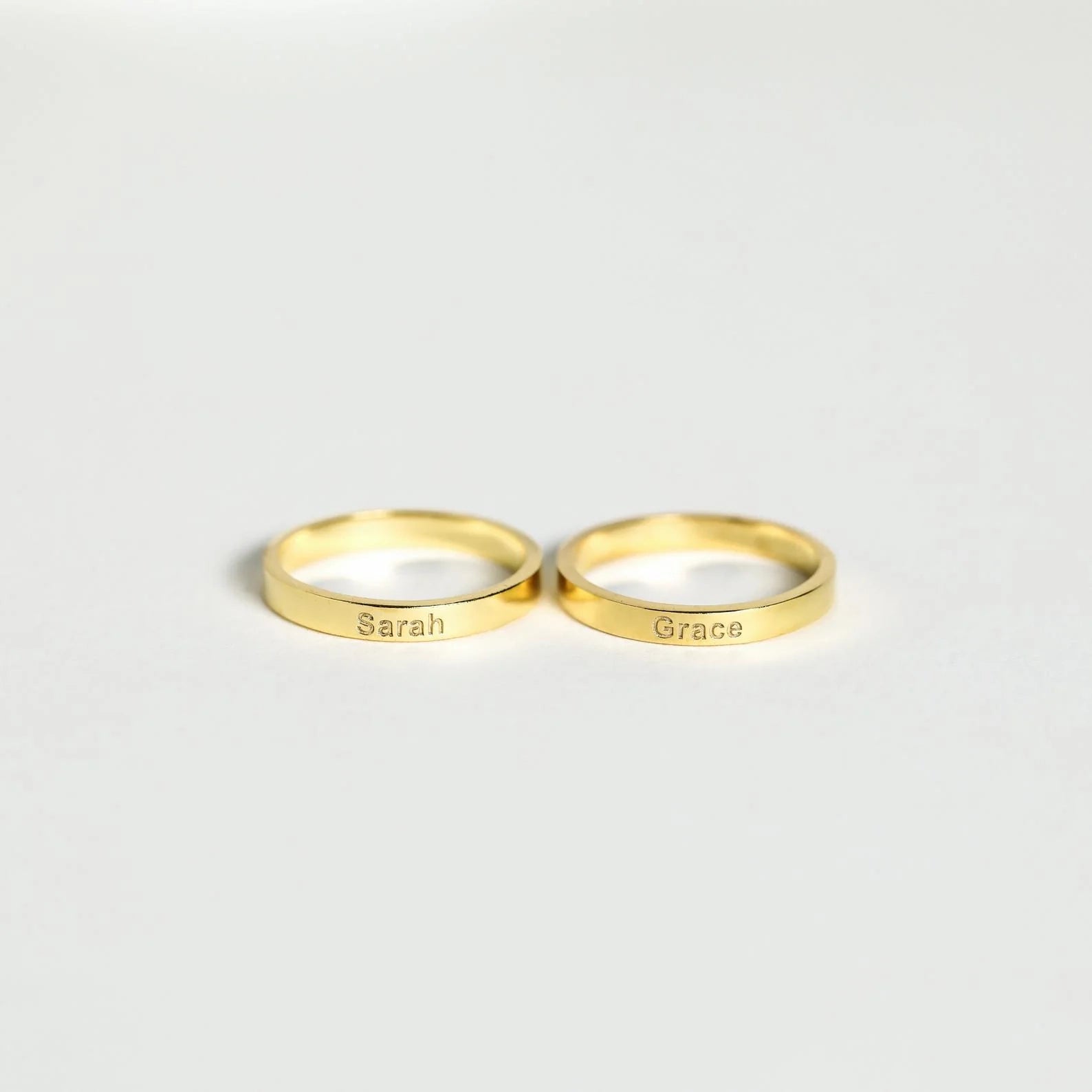 Alice Thin Engraved Ring  Silver 18K Gold Plated