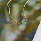 Dainty Jade Bar Necklace Silver 18K Gold Plated