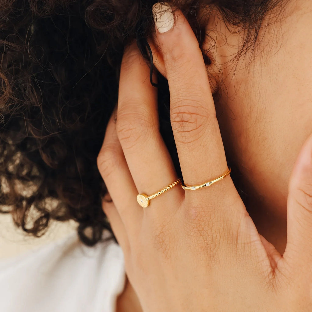 Eden Sun Ring Silver 18K Gold Plated