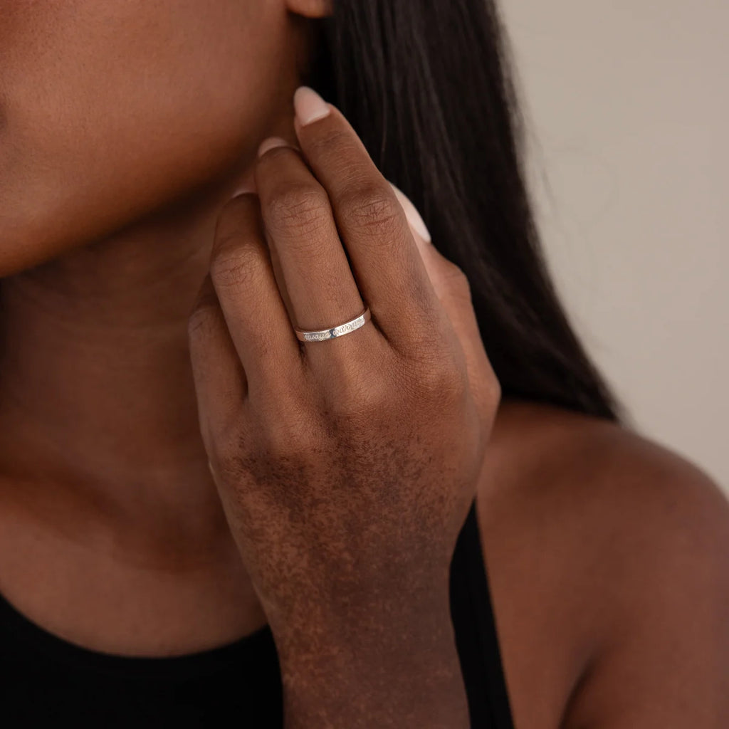 Ann Thin Message Ring Silver 18K Gold Plated