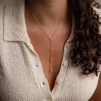 Mixed Diamond Lariat Necklace Silver 18K Gold Plated