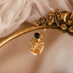 Celestial Black Signet Ring Silver 18K Gold Plated